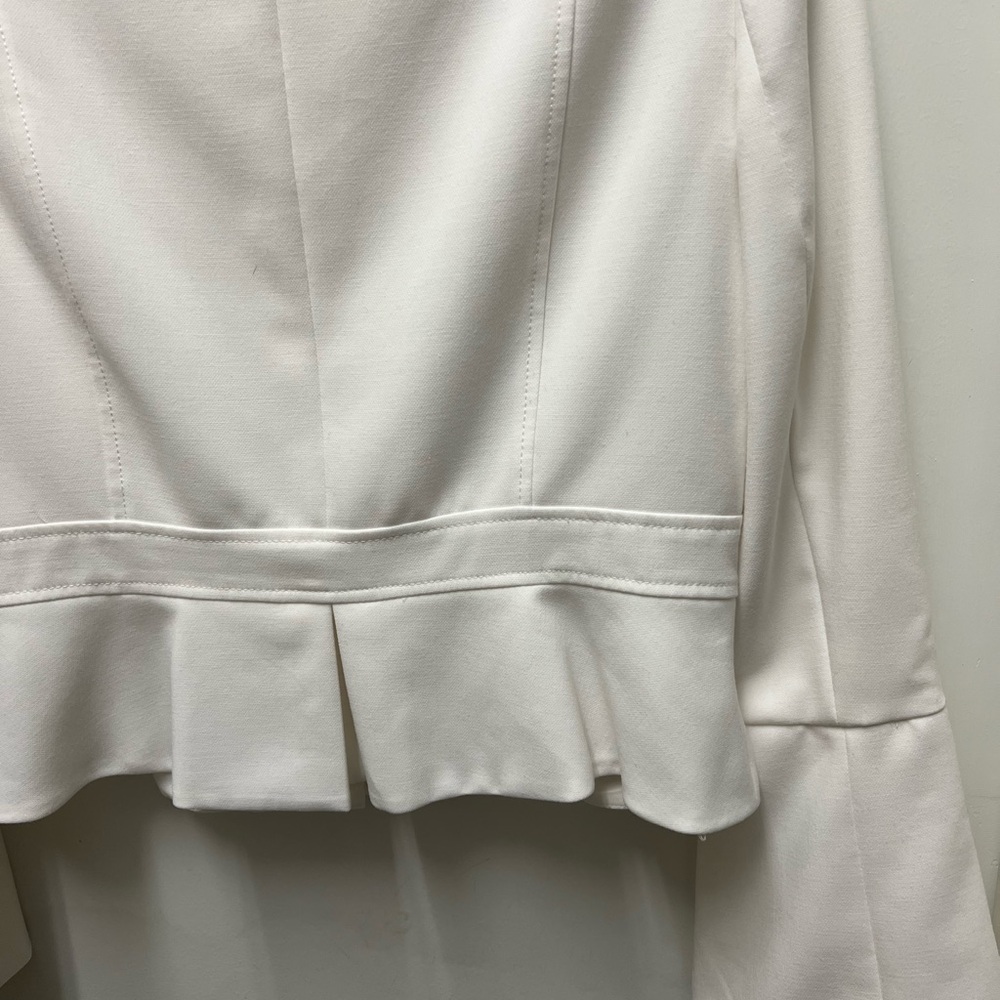 White House Black Market White Peplum Blazer long bell sleeve size 10 - Picture 4 of 9